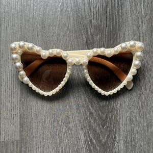 Pearl-Embellished Heart Sunglasses